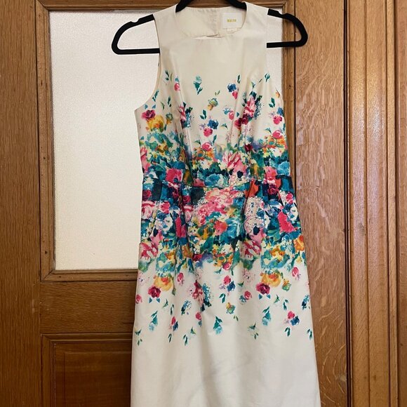 Gorgeous Maeve Watercolor Floral Print Sheath Dress Size 2 with POCKETS!! - Picture 7 of 9